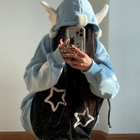 Blue Fairy Wing Horns Zipper Hoodie  - Thumbnail 3
