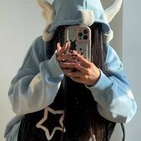 Blue Fairy Wing Horns Zipper Hoodie  - Thumbnail 4