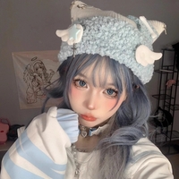 Blue Knit Star Cat Ears Hat - Thumbnail 1