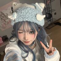 Blue Knit Star Cat Ears Hat - Thumbnail 4