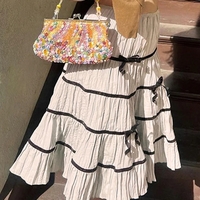 Sweet Bow High Waist Midi Skirt - Thumbnail 2