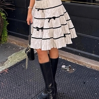 Sweet Bow High Waist Midi Skirt - Thumbnail 5