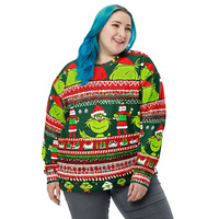 Christmas ugly sweater grinch pattern Unisex Sweatshirt - Thumbnail 1