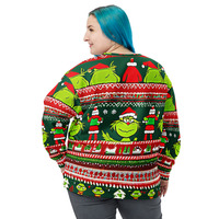 Christmas ugly sweater grinch pattern Unisex Sweatshirt - Thumbnail 5