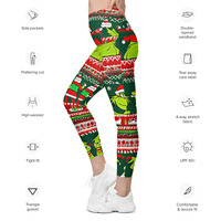 Christmas ugly grinch pattern Leggings with pockets - Thumbnail 7