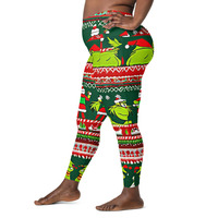 Christmas ugly grinch pattern Leggings with pockets - Thumbnail 8