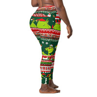 Christmas ugly grinch pattern Leggings with pockets - Thumbnail 11