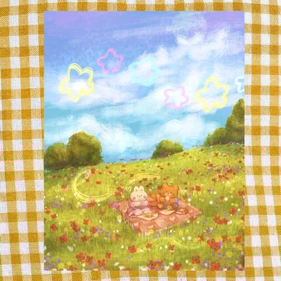 Flour and pawl enjoying a picnic print