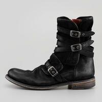 Handmade Cowhide Leather Mens Retro Multiple Buckle Retro Ankle Cowboy Boots - Thumbnail 1