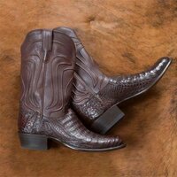 Men's Cowboy Coffee Color Crocodile Skin Boots - Thumbnail 1
