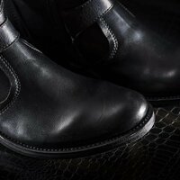 Men's Black Ankle High Retro Handcrafted Leather Buckle Cowboy Boots - Thumbnail 5