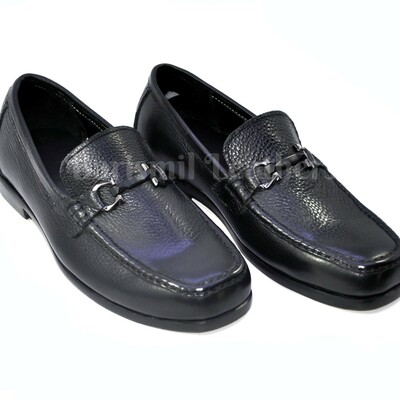 New handmade grain leather moccasins black dress shoes for men