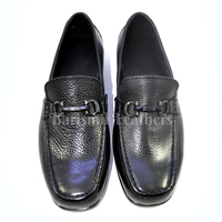 New handmade grain leather moccasins black dress shoes for men - Thumbnail 1