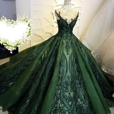 Sparkly dark green prom quinceanera dresses for women