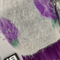 Korean Fashion Purple Flower Sweater - Thumbnail 4