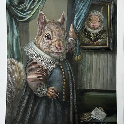 Squirrel with a portrait