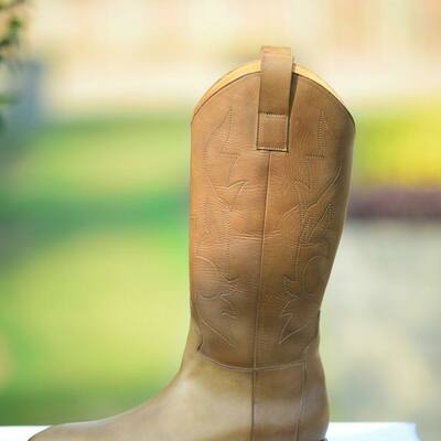 Handmade men ankle high long cowboy boot - Thumbnail 1