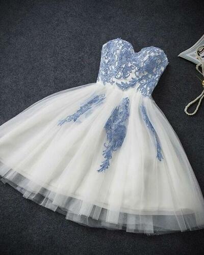 Sweetheart Sleeveless A Line Short Homecoming Dresses With Lace