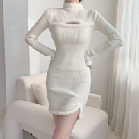 Hollow Out Sexy Dress Long Sleeve Dress - Thumbnail 3