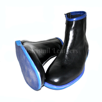 Handmade leather ankle boots black leather two tone zipper boots custom made for men - Thumbnail 1