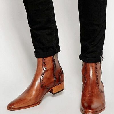 Unique handmade chukka  mens  genuine  leather  shoes - Thumbnail 2