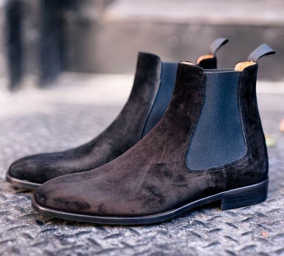  Genuine Pure Suede Handmade Men's Ankle  Dress Shoes