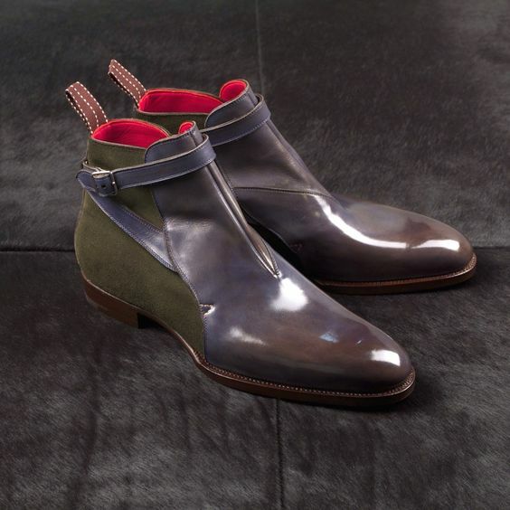  Handmade Genuine Leather Men's Ankle Shoes