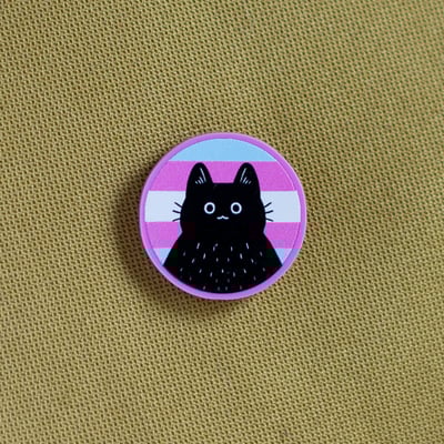 Trans kitty 1'' acrylic pin