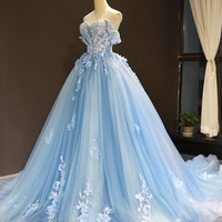 2023 new autumn bridal solo tutu one-shoulder tail wedding dinner princess wedding dress - Thumbnail 6