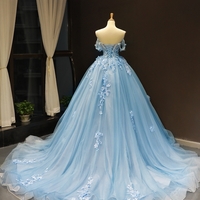 2023 new autumn bridal solo tutu one-shoulder tail wedding dinner princess wedding dress - Thumbnail 7