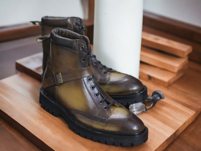 Handmade Two Tone Ankle High Leather Boot, Lace Up Jodhpurs Boot