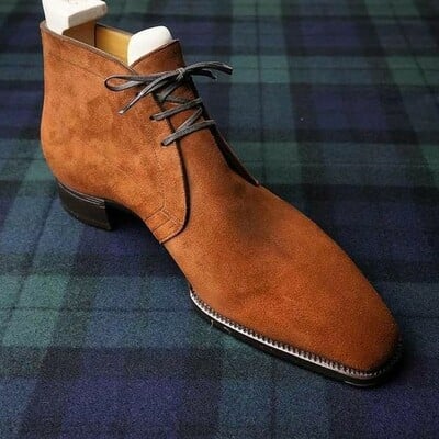 Handmade leather chukka boots tan suede leather lace up dress formal wear boots custom made on orders