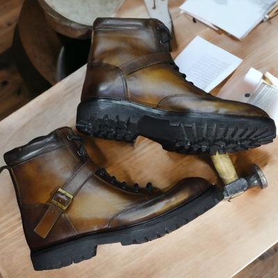 Handmade two tone ankle high jodhpurs leather boot - Thumbnail 1