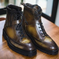 Handmade Two Tone Ankle High Jodhpurs Leather Boot - Thumbnail 3