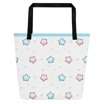 Little star all-over print large tote bag