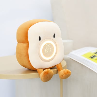 Toast plush alarm clock night light lamp
