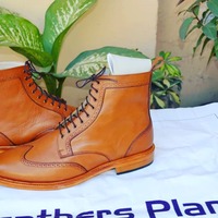 Handmade Brown Wingtip Men Dress Ankle Boot - Thumbnail 2