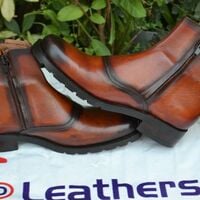 Handmade Men Brown Zipper Ankle High Dress Boot - Thumbnail 2