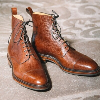 Chestnut english grain lace up dainite sole with storm welt ankle high boot - Thumbnail 3