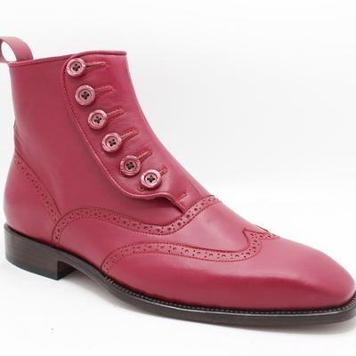 Crafted leather handmade men button ankle high dress boot - Thumbnail 3