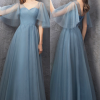 Lovely Light Blue Tulle Long A-line Party Dress Formal Dress - Thumbnail 2
