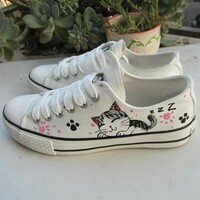 New cute hand-painted cat shoes - Thumbnail 2