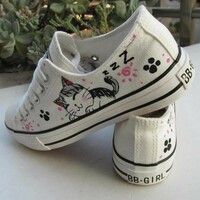 New cute hand-painted cat shoes - Thumbnail 3