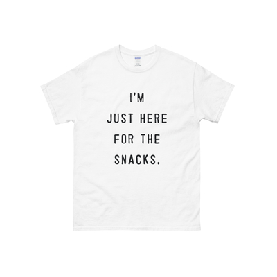 I'm just here for the snacks cursed t-shirt in white
