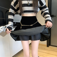 Black Velvet A-Line Skirt - Thumbnail 5