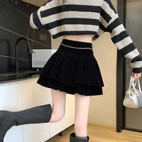 Black Velvet A-Line Skirt - Thumbnail 4