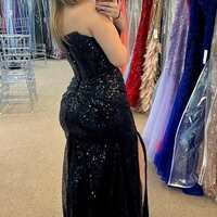 Royal Blue Sequins Off The Shoulder Long Prom Evening Dress - Thumbnail 1