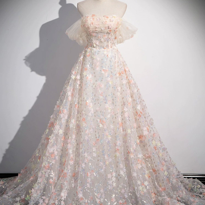 Cute little floral long prom dress - Thumbnail 1