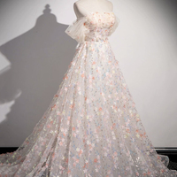 Cute Little Floral Long Prom Dress - Thumbnail 2