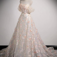 Cute Little Floral Long Prom Dress - Thumbnail 3